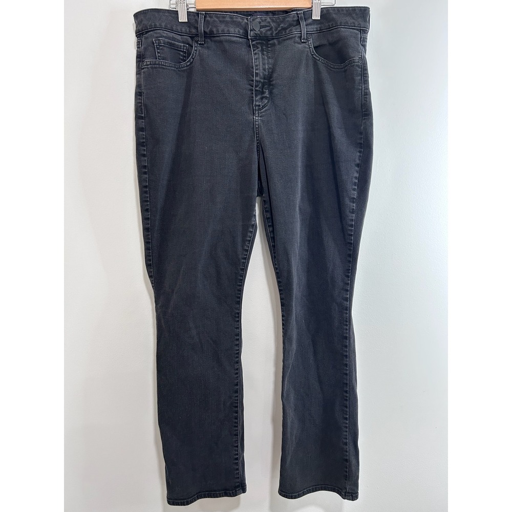 NYDJ Marilyn Straight Leg Jeans Faded Black Denim Plus Size 18W High Rise